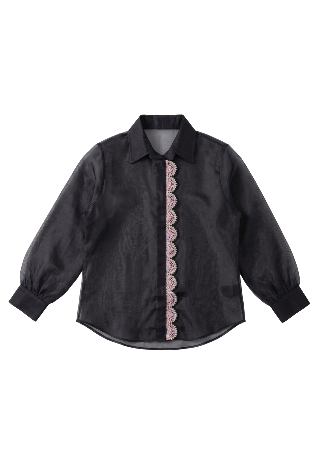 The Black Noir Scallop Organza Shirt