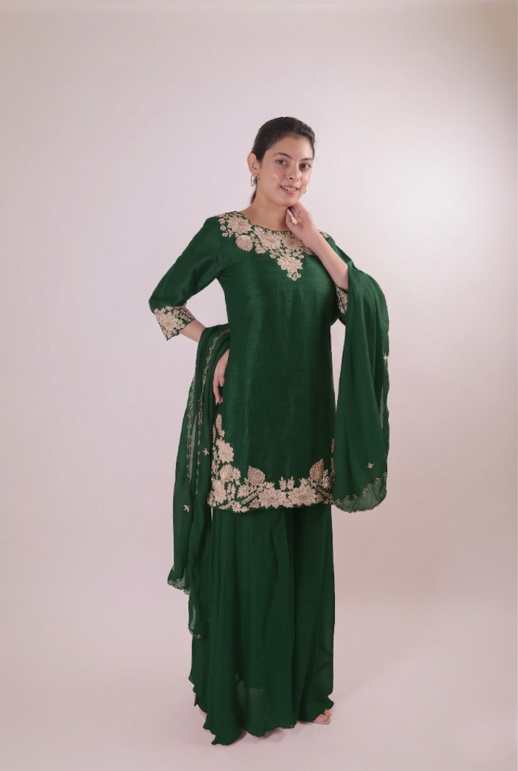 The Emerald Oasis Hand-Embroidered Set