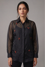 The Midnight Cherry Blossom Organza Shirt