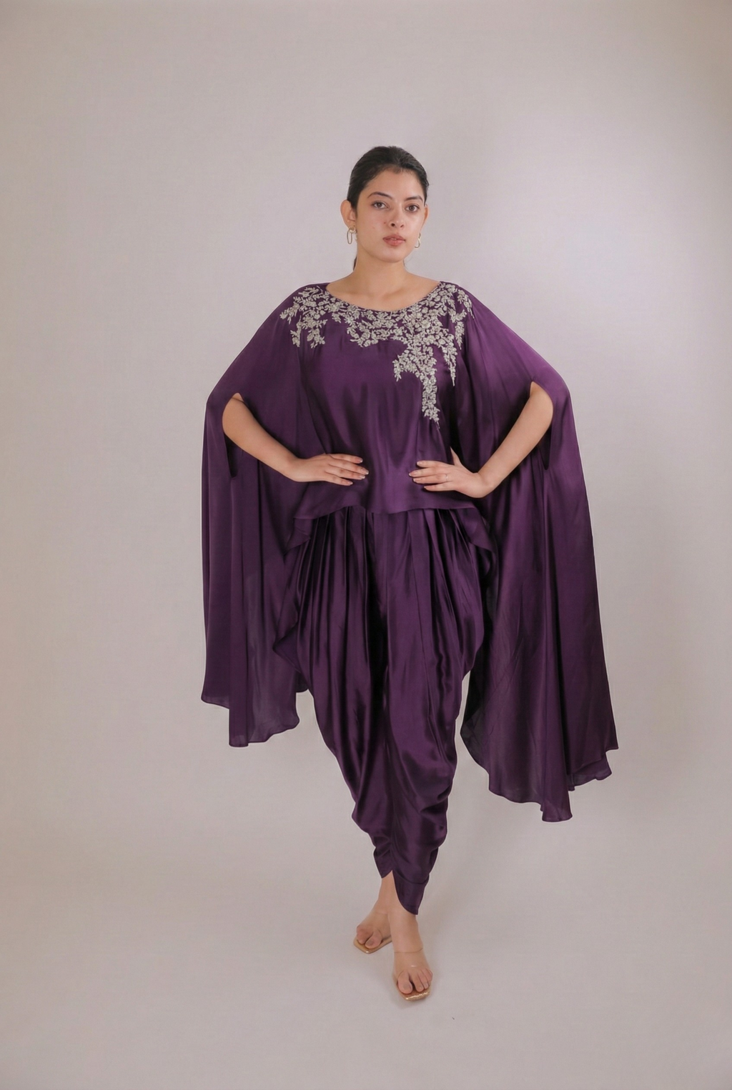 Amethyst Regal Satin Dhoti Set