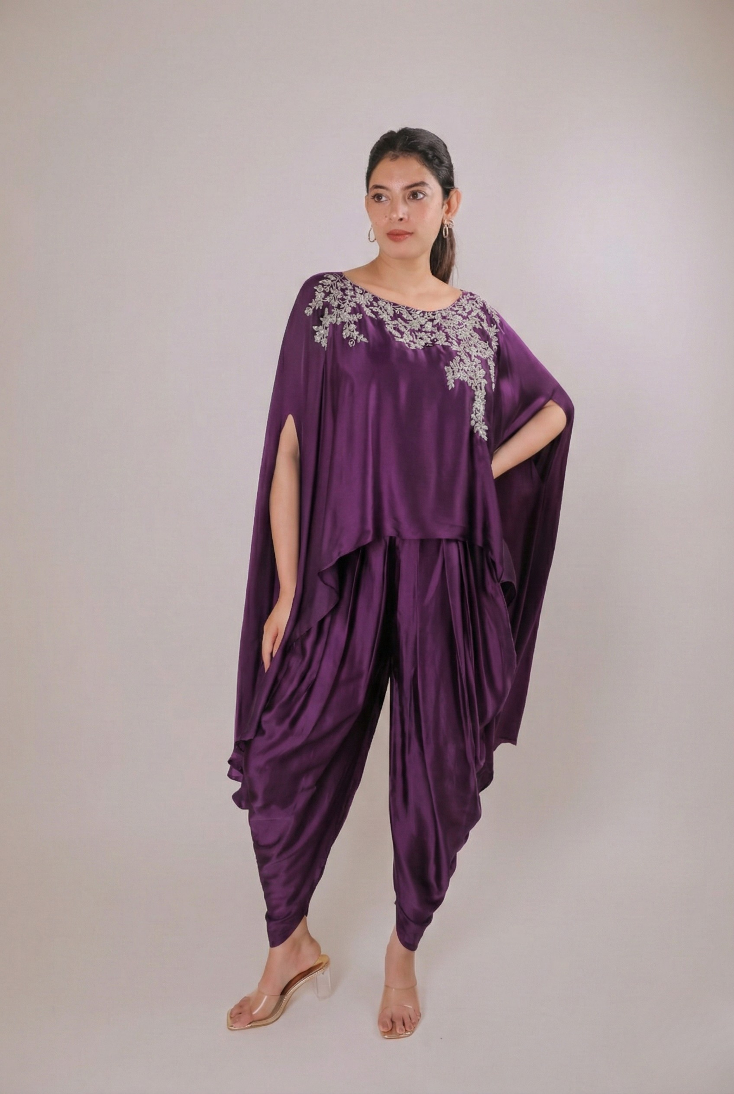 Amethyst Regal Satin Dhoti Set