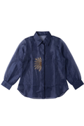 The Metallic Blue Sunflower Pure Organza Shirt