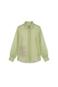 The Lime Green Hand-Embroidered Organza Shirt
