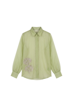 The Lime Green Hand-Embroidered Organza Shirt