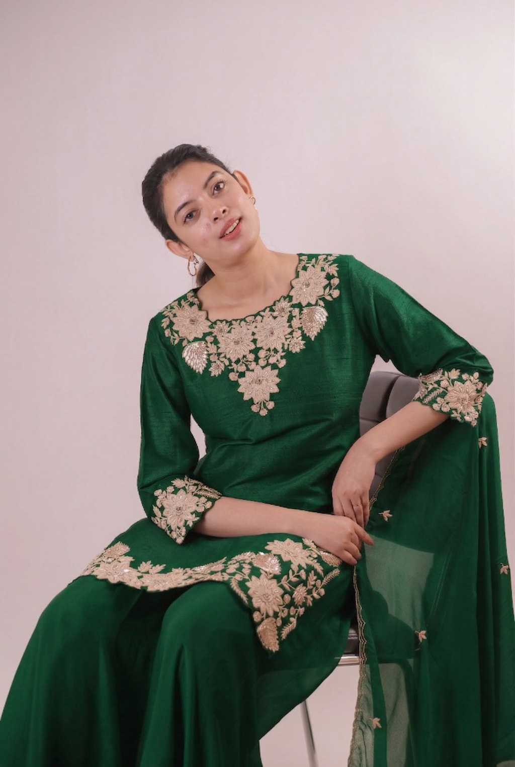 The Emerald Oasis Hand-Embroidered Set