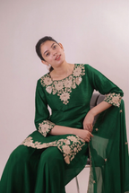 The Emerald Oasis Hand-Embroidered Set
