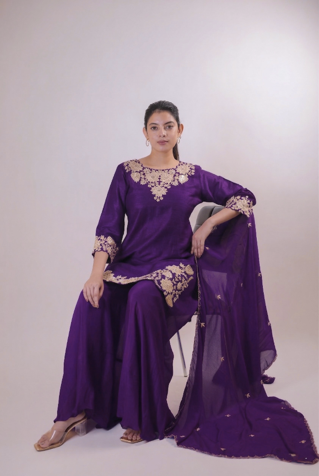 The Majestic Plum Hand-Embroidered Set