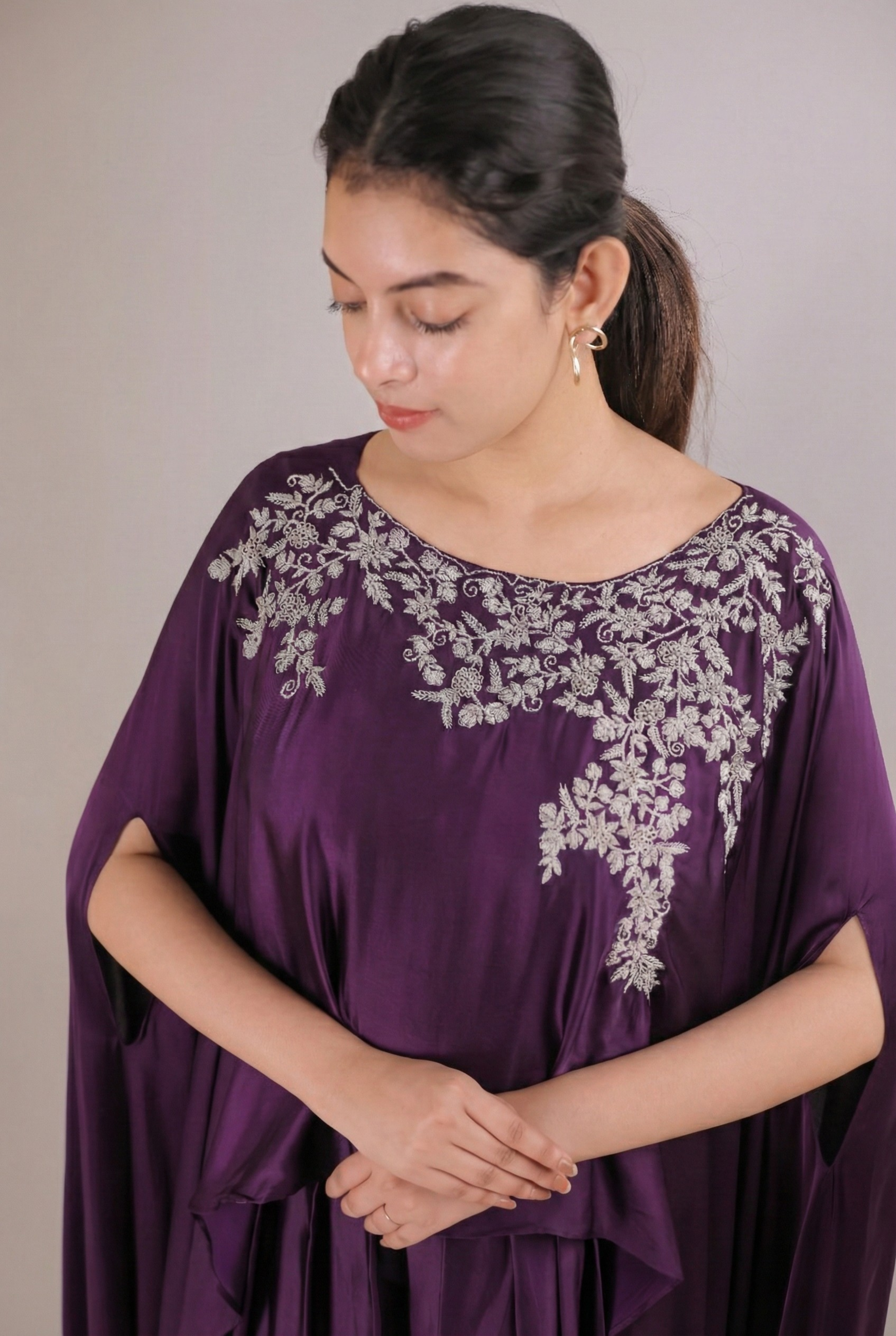 Amethyst Regal Satin Dhoti Set