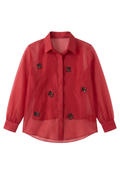 Radiant Red Cherry Embellished Sheer Shirt