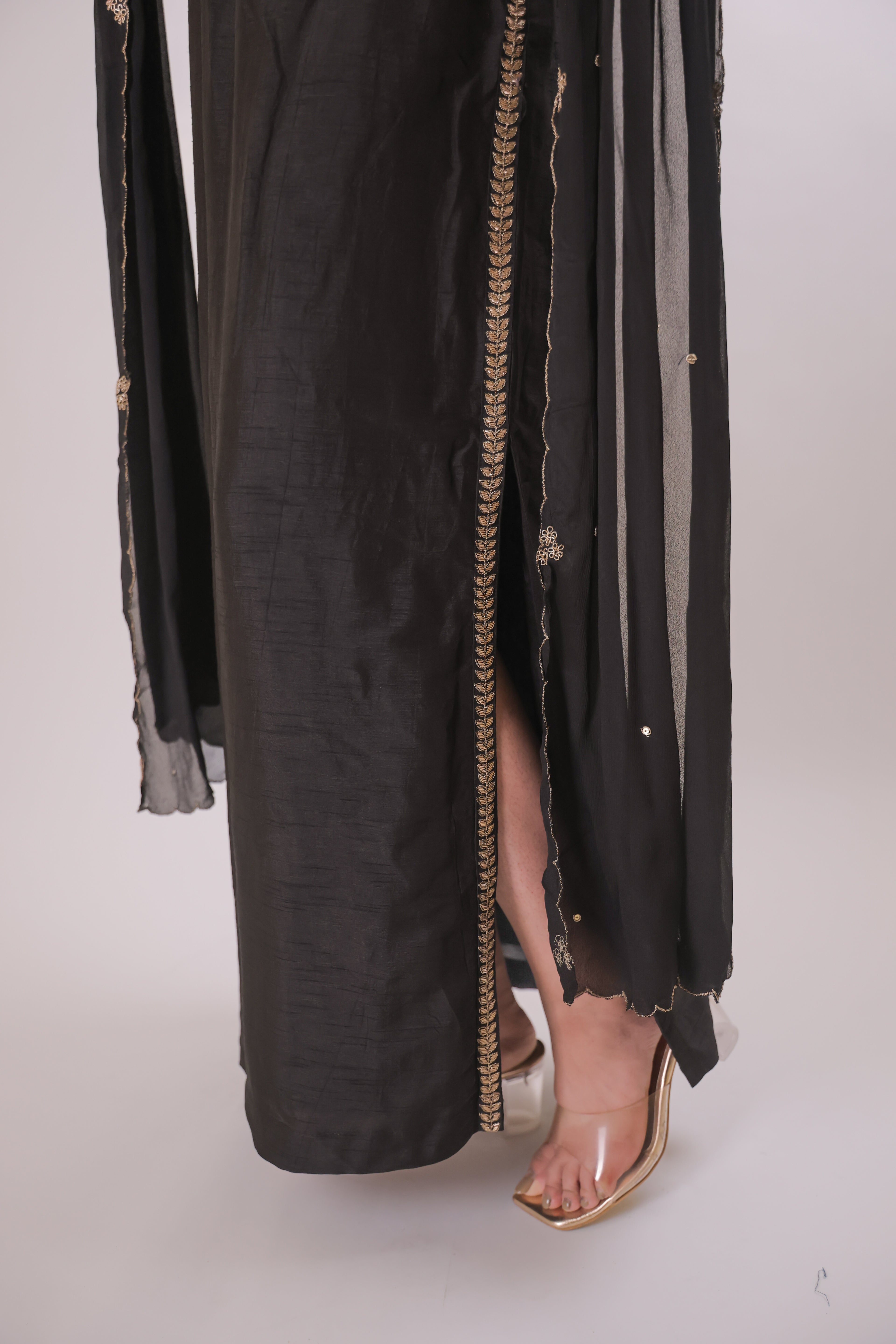 Midnight Gold Embroidered Skirt Set