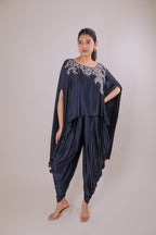 Timeless Sapphire Satin Dhoti Set