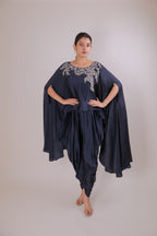 Timeless Sapphire Satin Dhoti Set