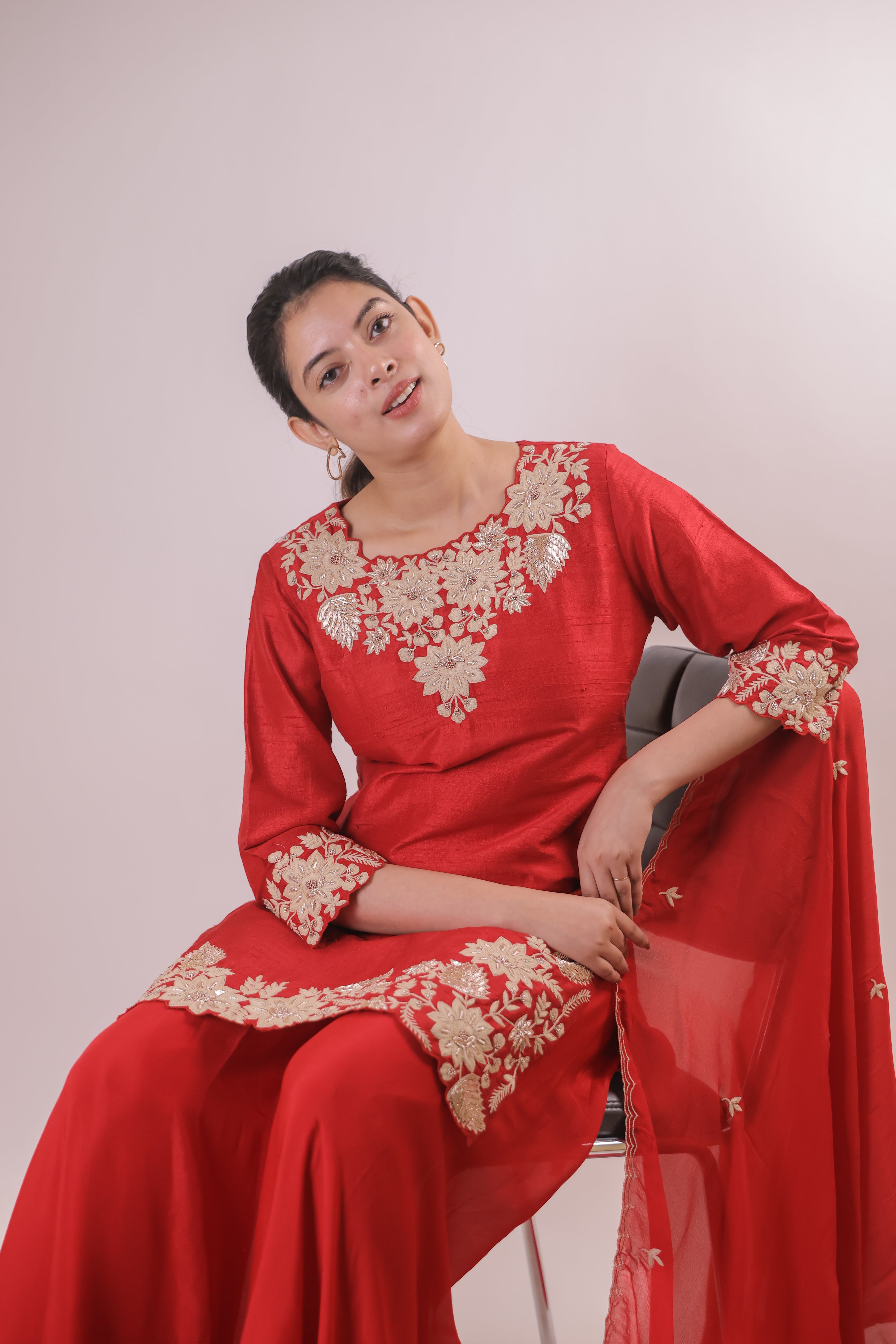 The Scarlet Aura Raw Silk Set
